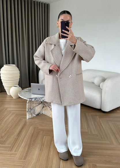 Balıksırtı Ara Boy Kaban BEJ