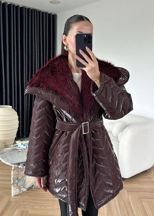 Rugan Yakası Kürklü Mont