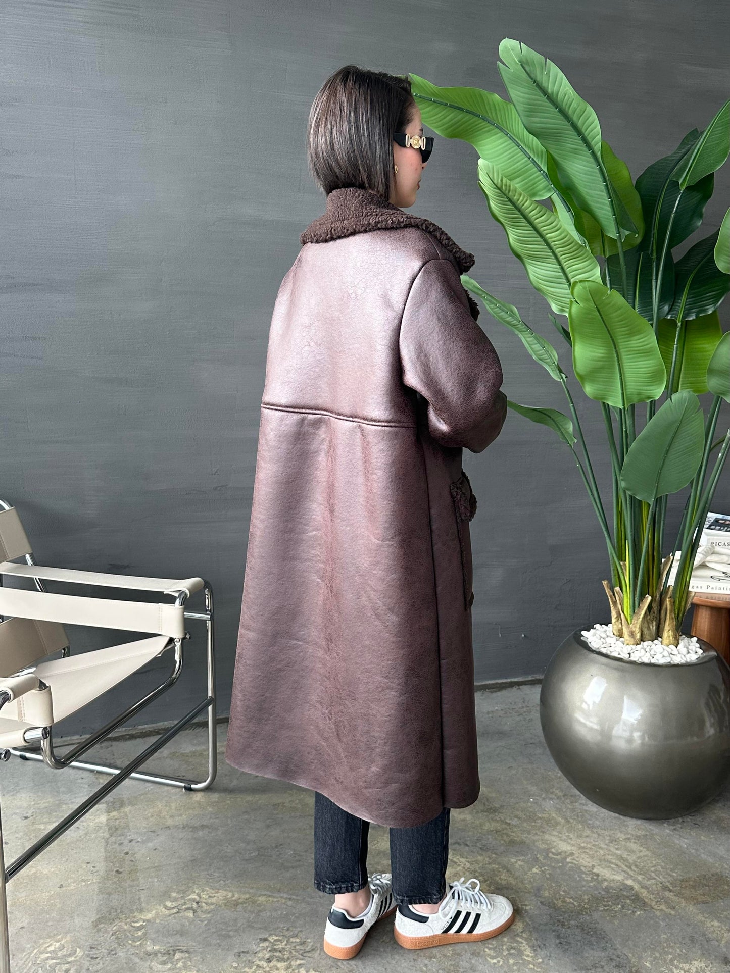 Uzun Nubuk Kürklü Kaban ACI KAHVE