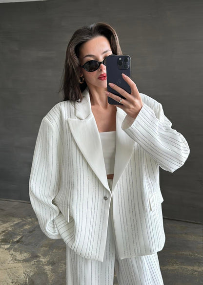 Premium Taşlı Takım BEYAZ