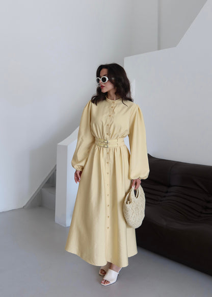 Çift Kemerli Elbise SARI