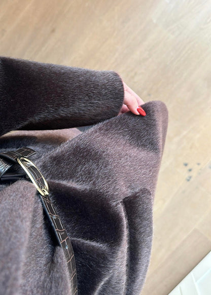 Alpaka Kemerli Ceket SİYAH