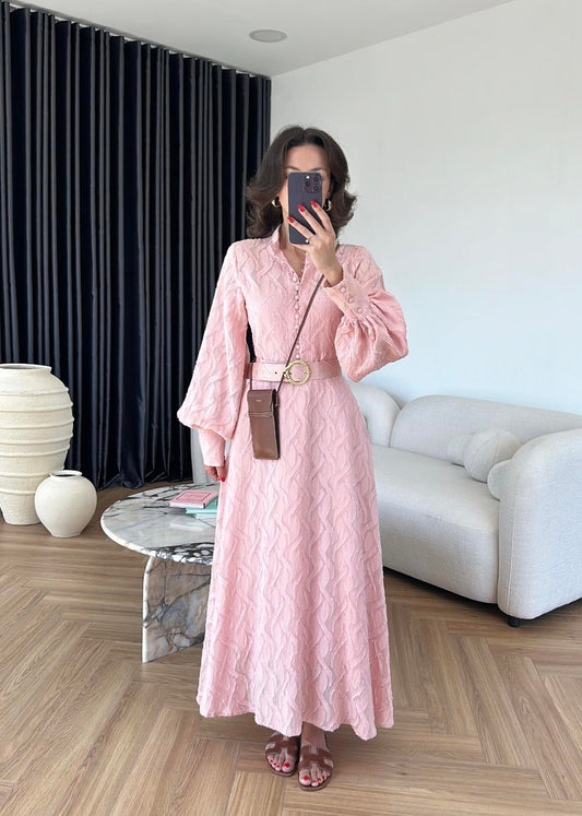 Kemerli Marka Muadil Elbise PUDRA PEMBE