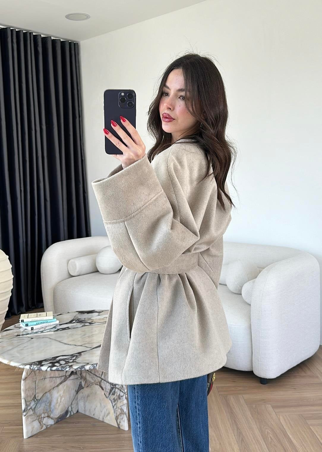 Kaşe Ara Boy Kaban BEJ