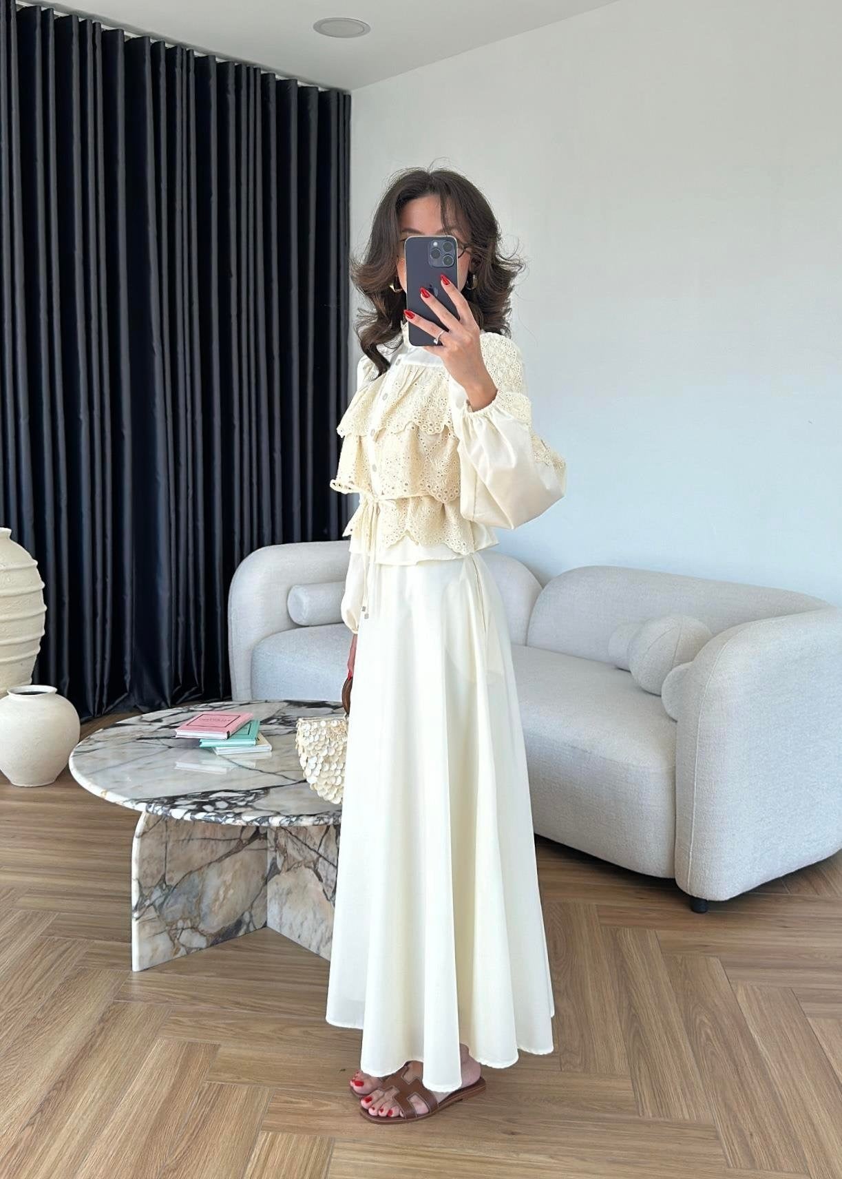 Güpürlü Çan Etekli Takım SARI