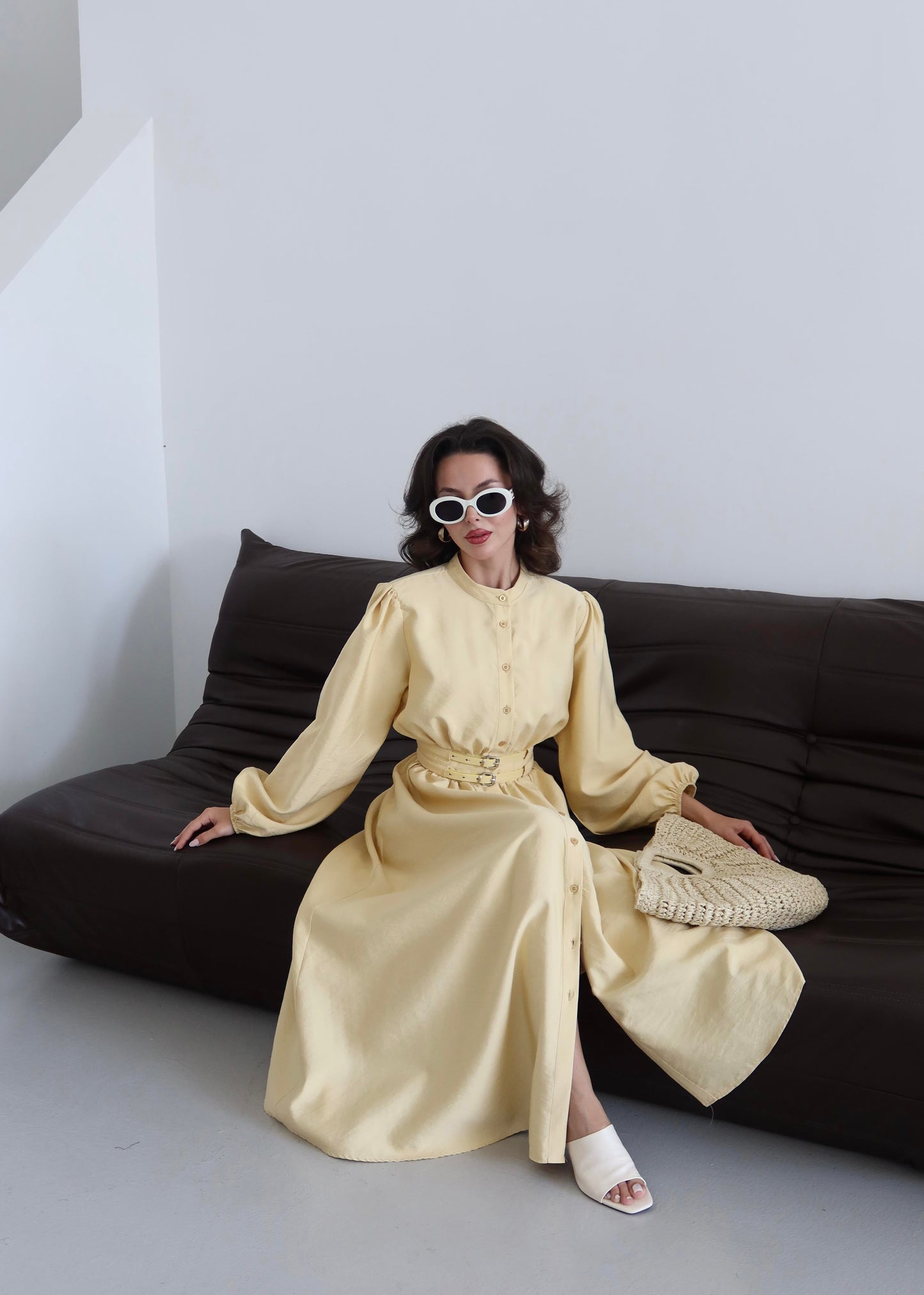 Çift Kemerli Elbise SARI