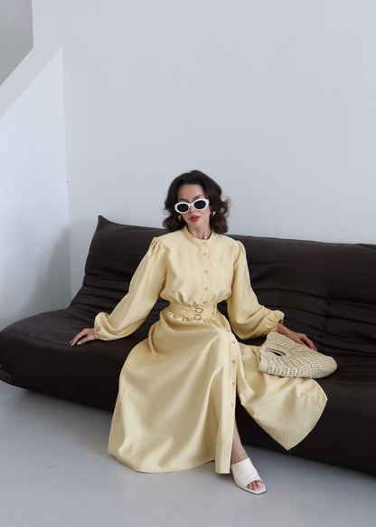 Çift Kemerli Elbise SARI