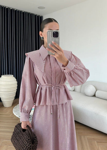 Taşlı Poplin Etekli Takım BORDO