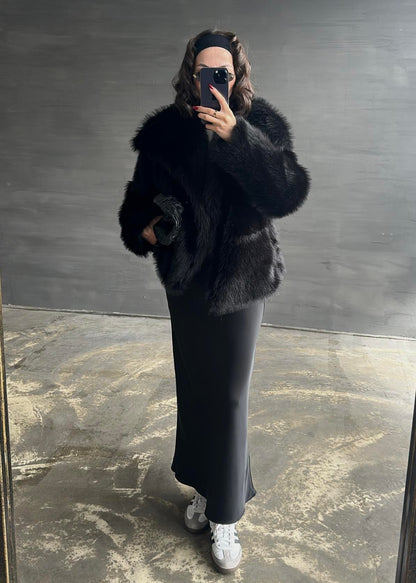 Kürklü Mont SİYAH