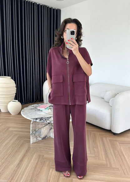 Yelekli Fermuarlı Modal Takım MÜRDÜM