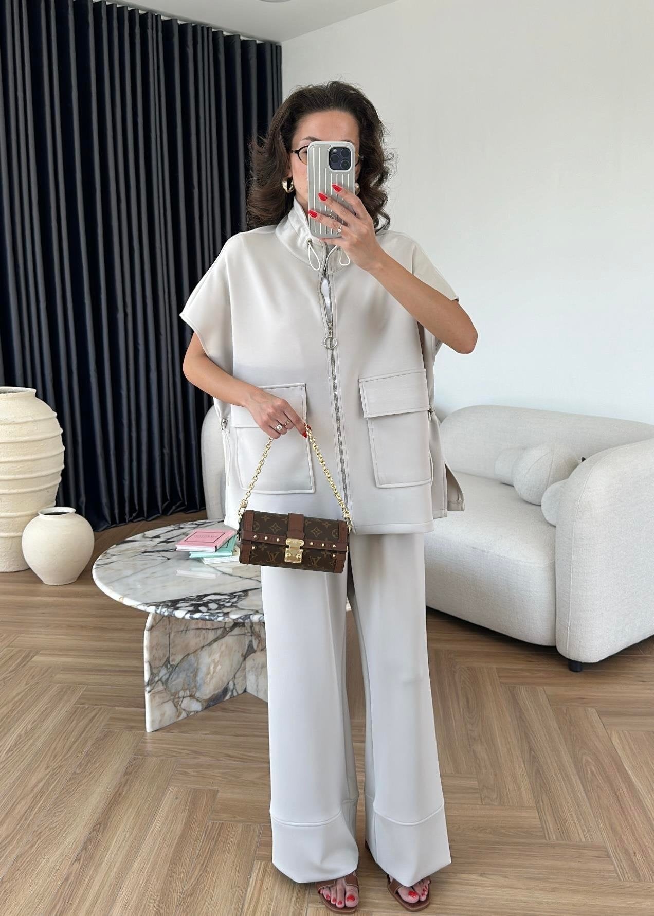 Yelekli Fermuarlı Modal Takım TAŞ