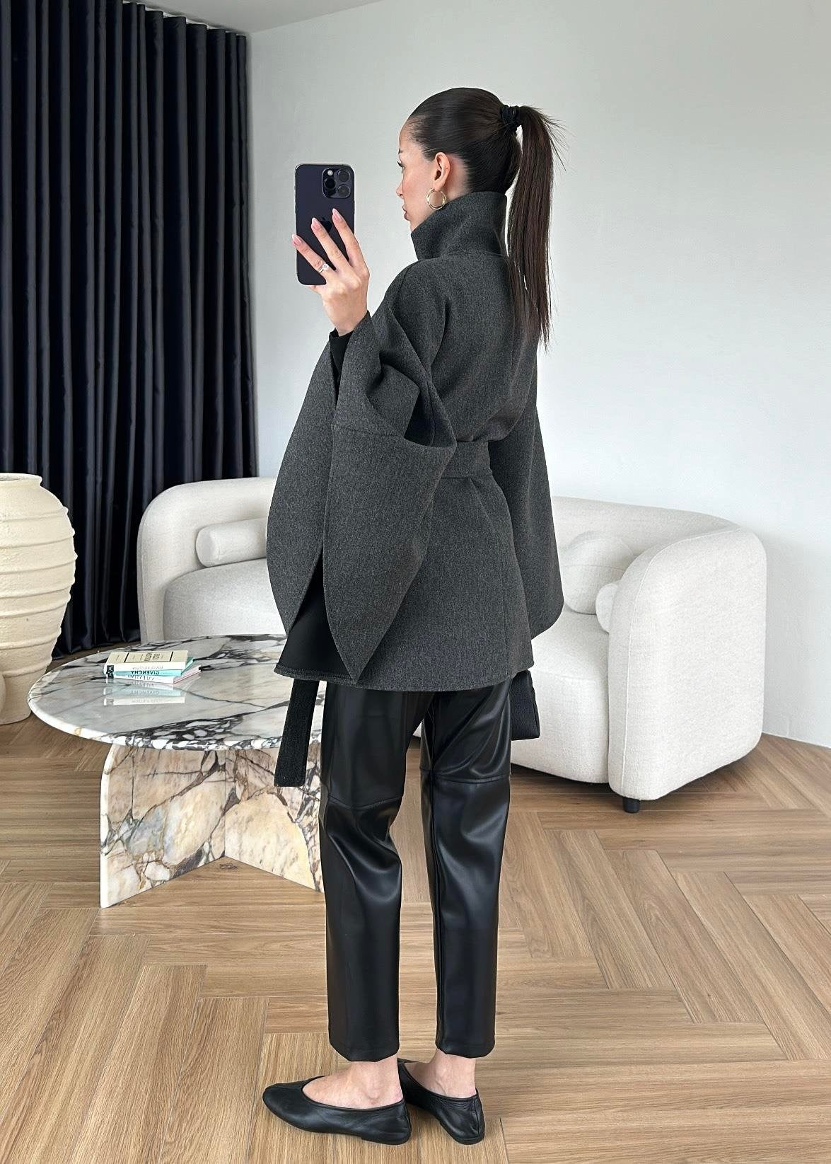 Kaşe Bağlamalı Panço ANTRASİT