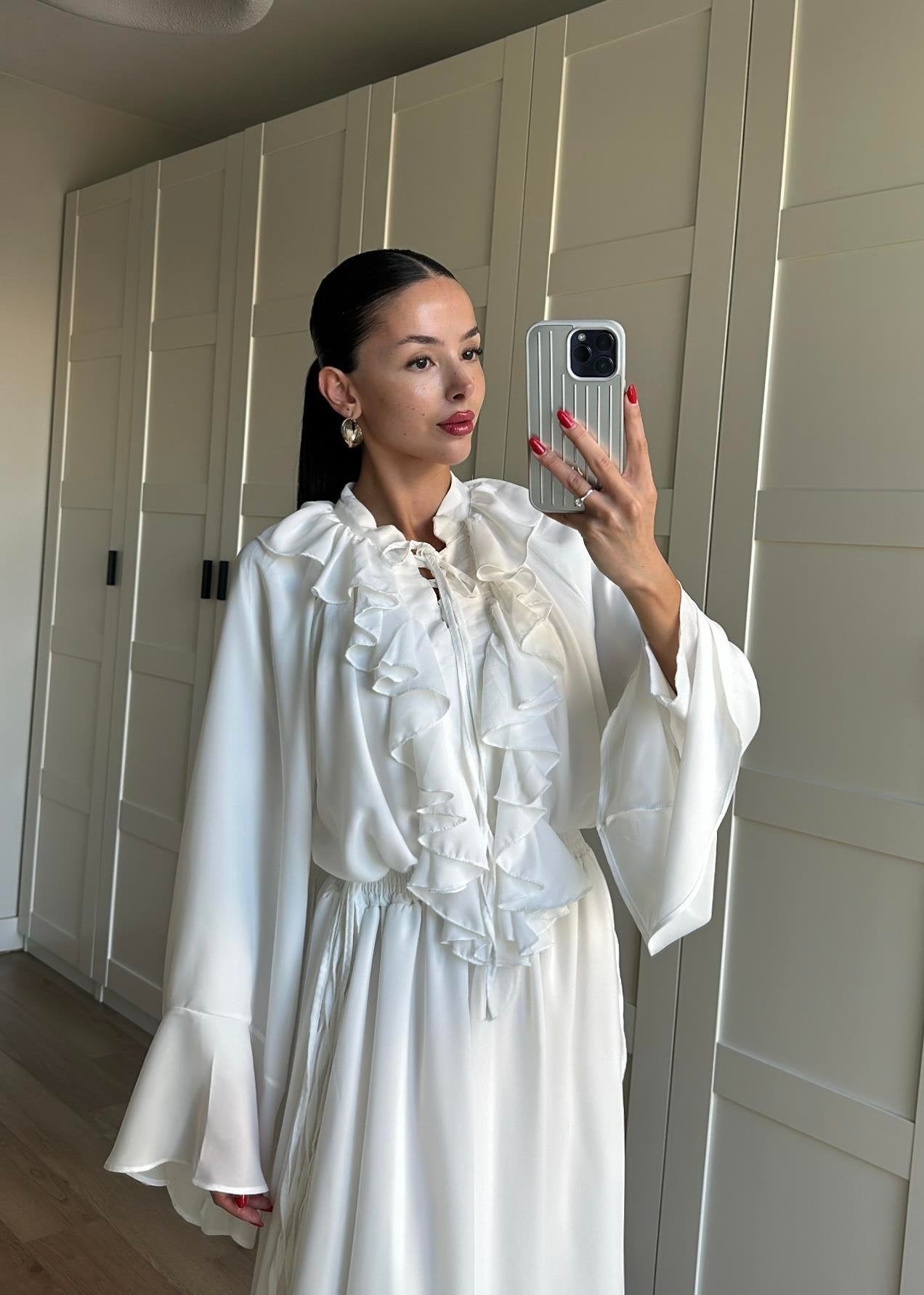 Charlie Fırfırlı Elbise BEYAZ