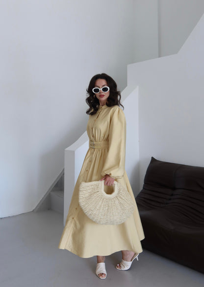 Çift Kemerli Elbise SARI