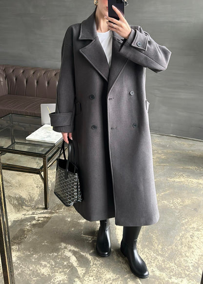 Kelebek Yakalı Kaşe Kaban GRİ