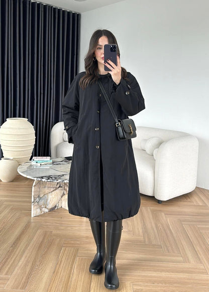 İçi Dolgulu İnce Mont SİYAH