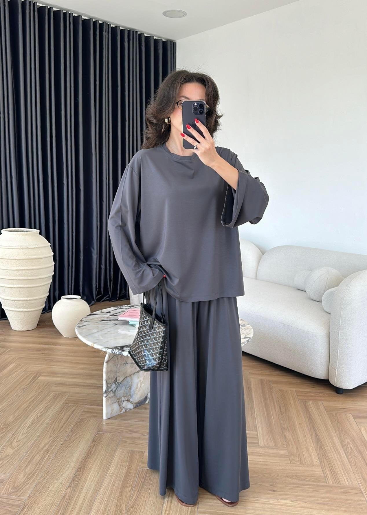 Modal Geniş Paçalı Takım ANTRASİT