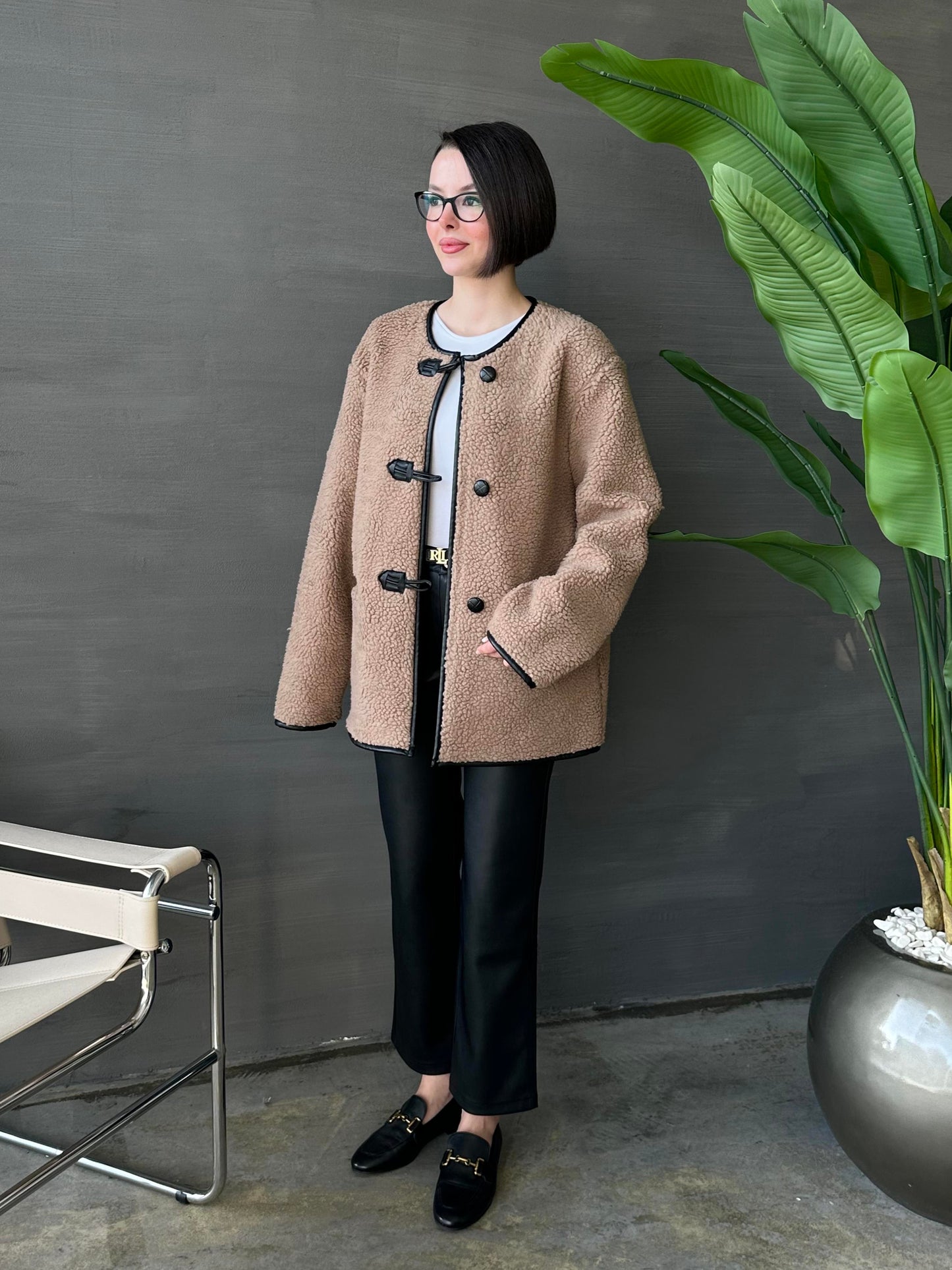 Aplikeli Kürklü Mont CAMEL