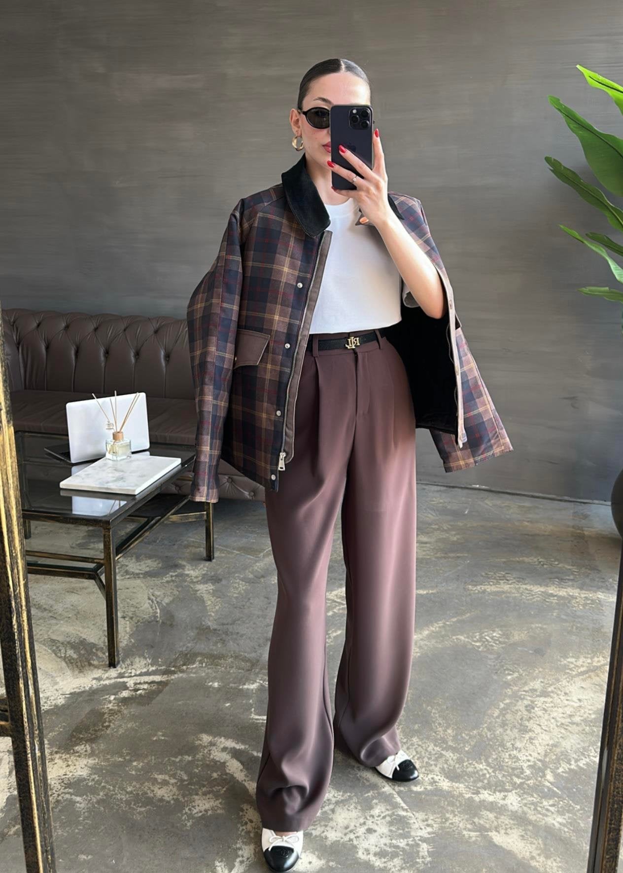 Ekoseli Çıtçıtlı Mont RENKLİ