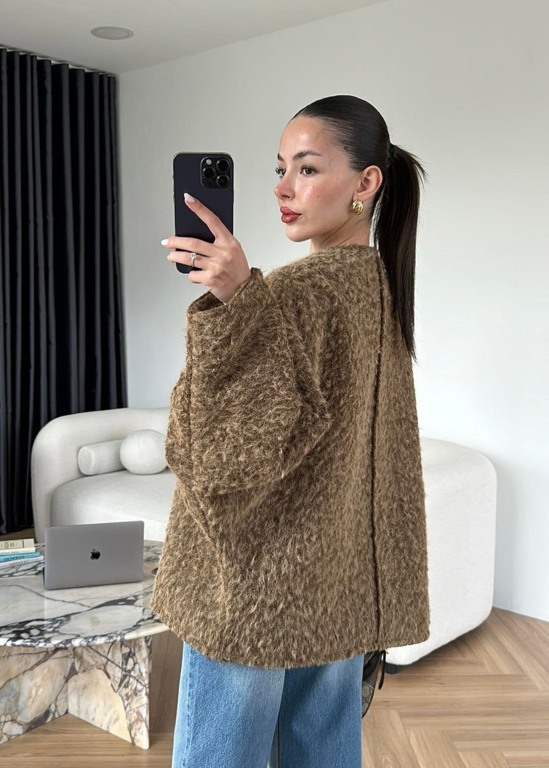 Yünlü Bağlamalı Ceket CAMEL