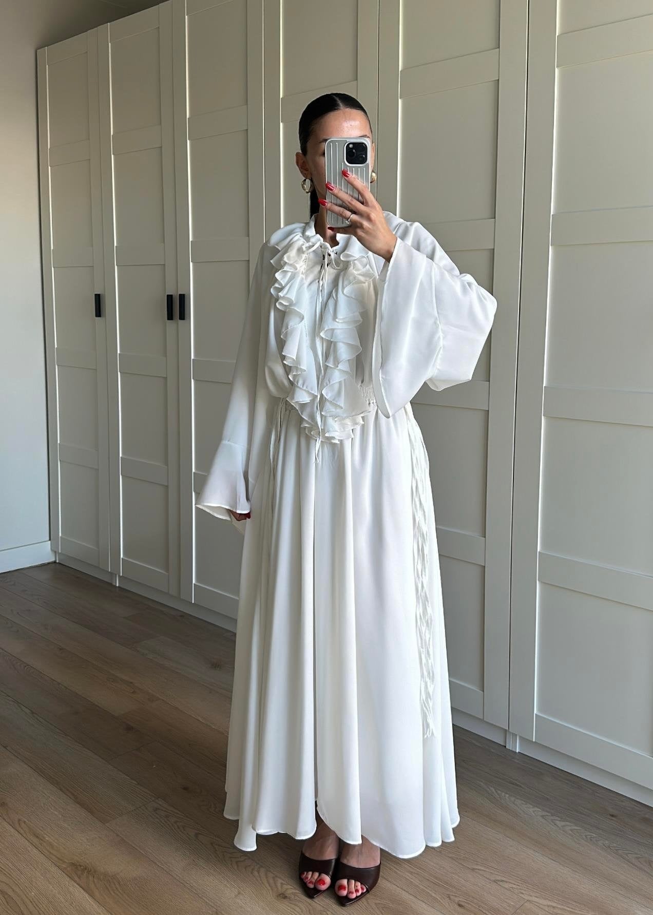 Charlie Fırfırlı Elbise BEYAZ