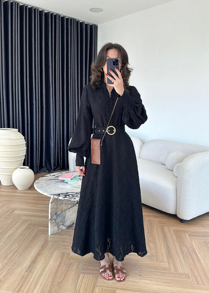 Kemerli Marka Muadil Elbise SİYAH