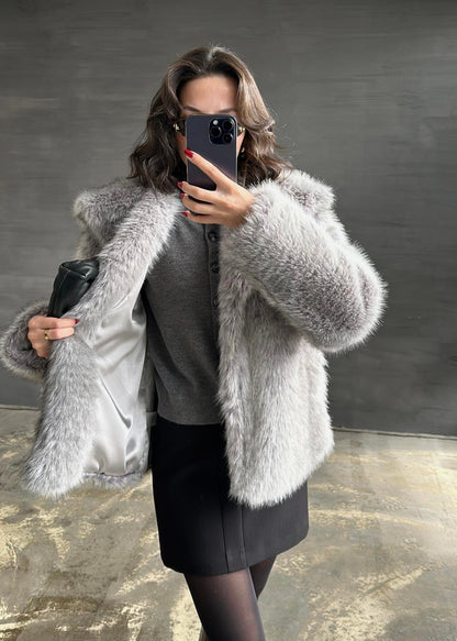 Şal Yaka Kürk GRİ