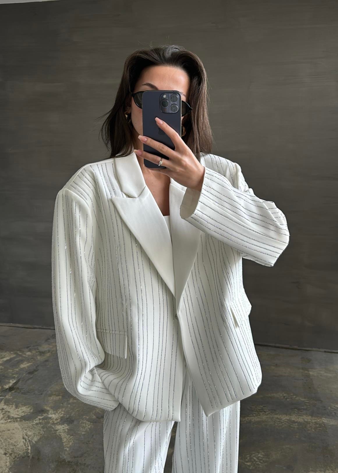 Premium Taşlı Takım BEYAZ