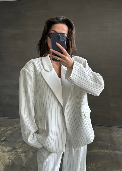 Premium Taşlı Takım BEYAZ