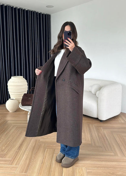 Balıksırtı Kruvaze Kaban ACI KAHVE