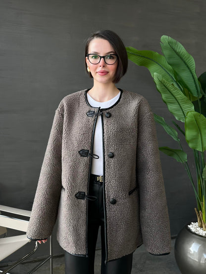 Aplikeli Kürklü Mont CAMEL