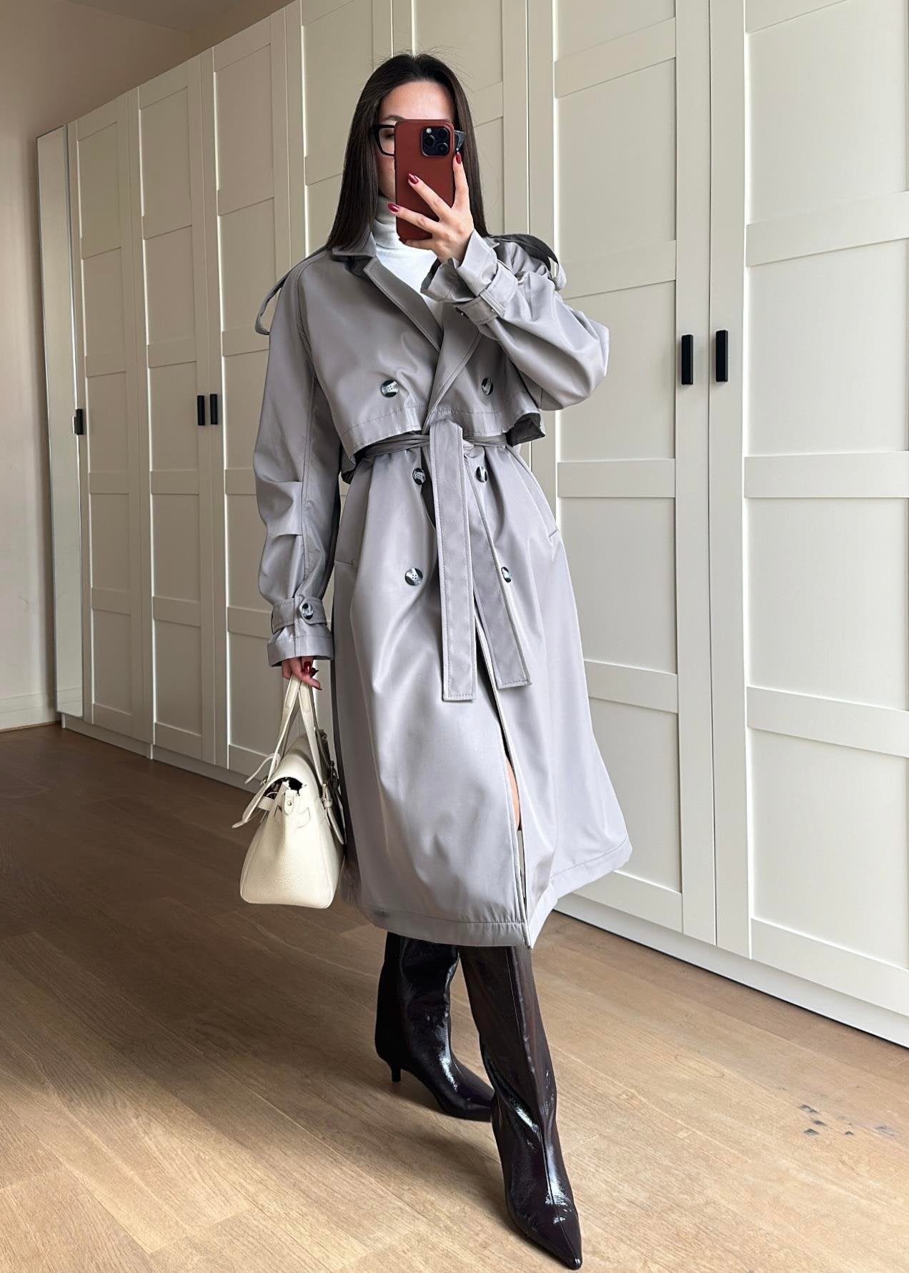 İSADORA Rüzgarlıklı Premium Trençkot GRİ