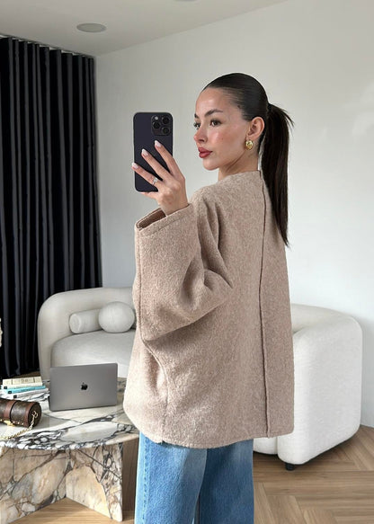 Yünlü Bağlamalı Ceket LACİVERT