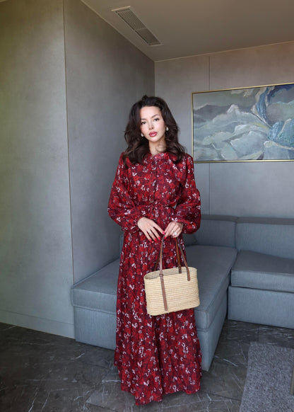 Mini Çiçekli Elbise KIRMIZI