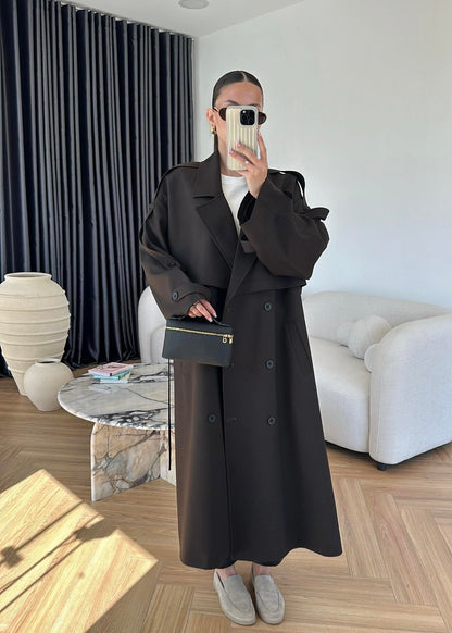 Omuzu Uzun Apoletli Trençkot ACI KAHVE