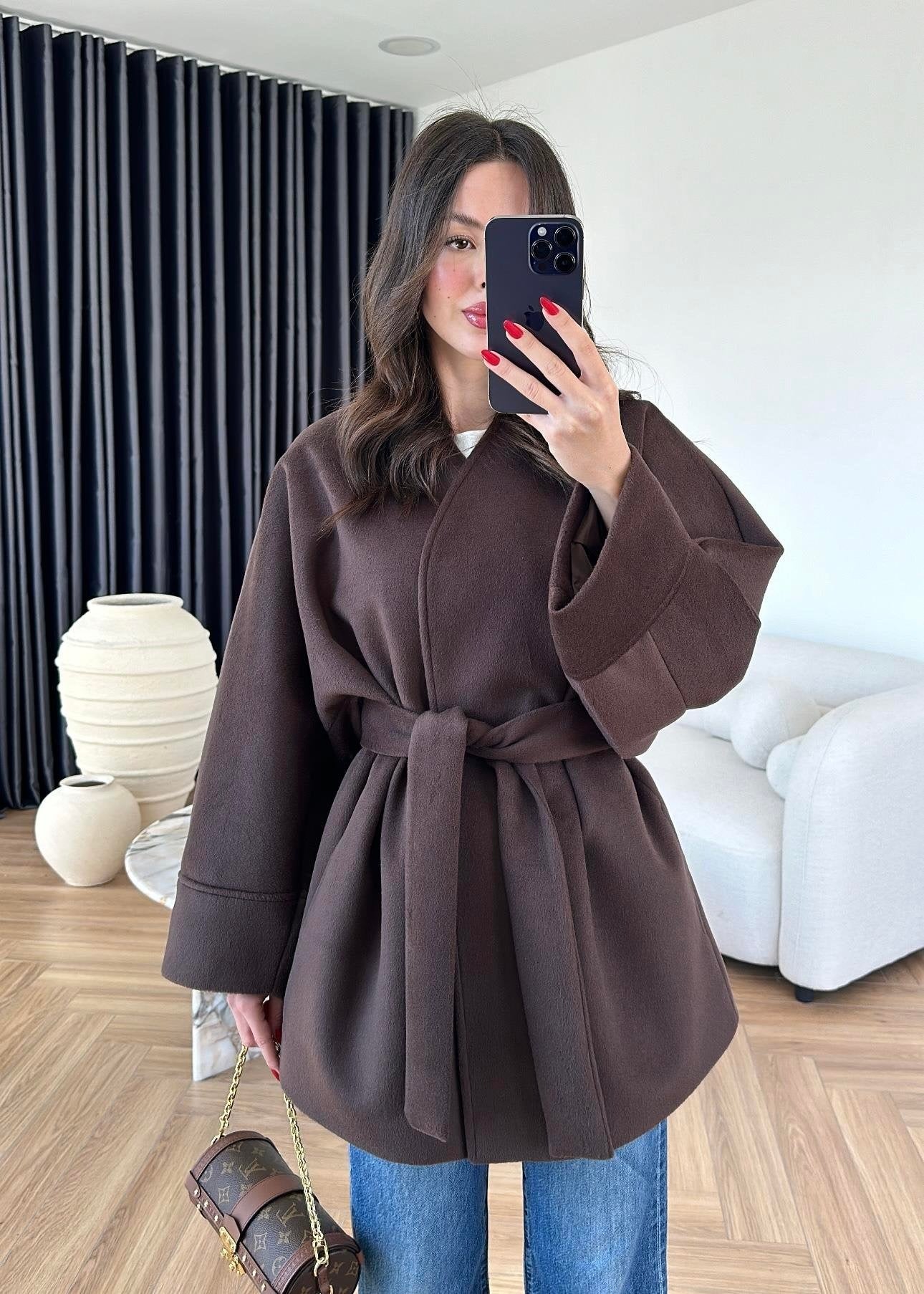 Kaşe Ara Boy Kaban ACI KAHVE