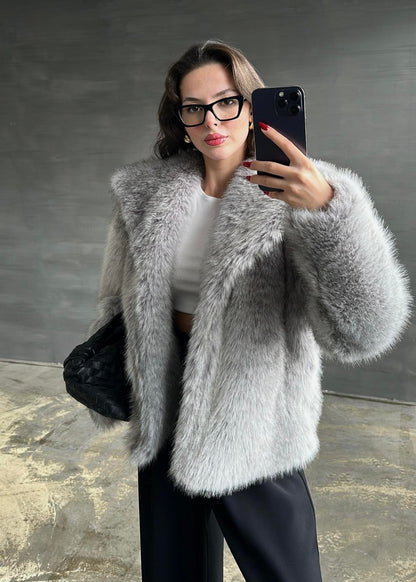 Şal Yaka Kürk GRİ