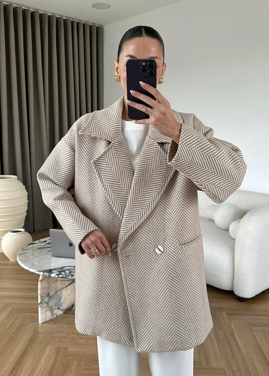 Balıksırtı Ara Boy Kaban BEJ