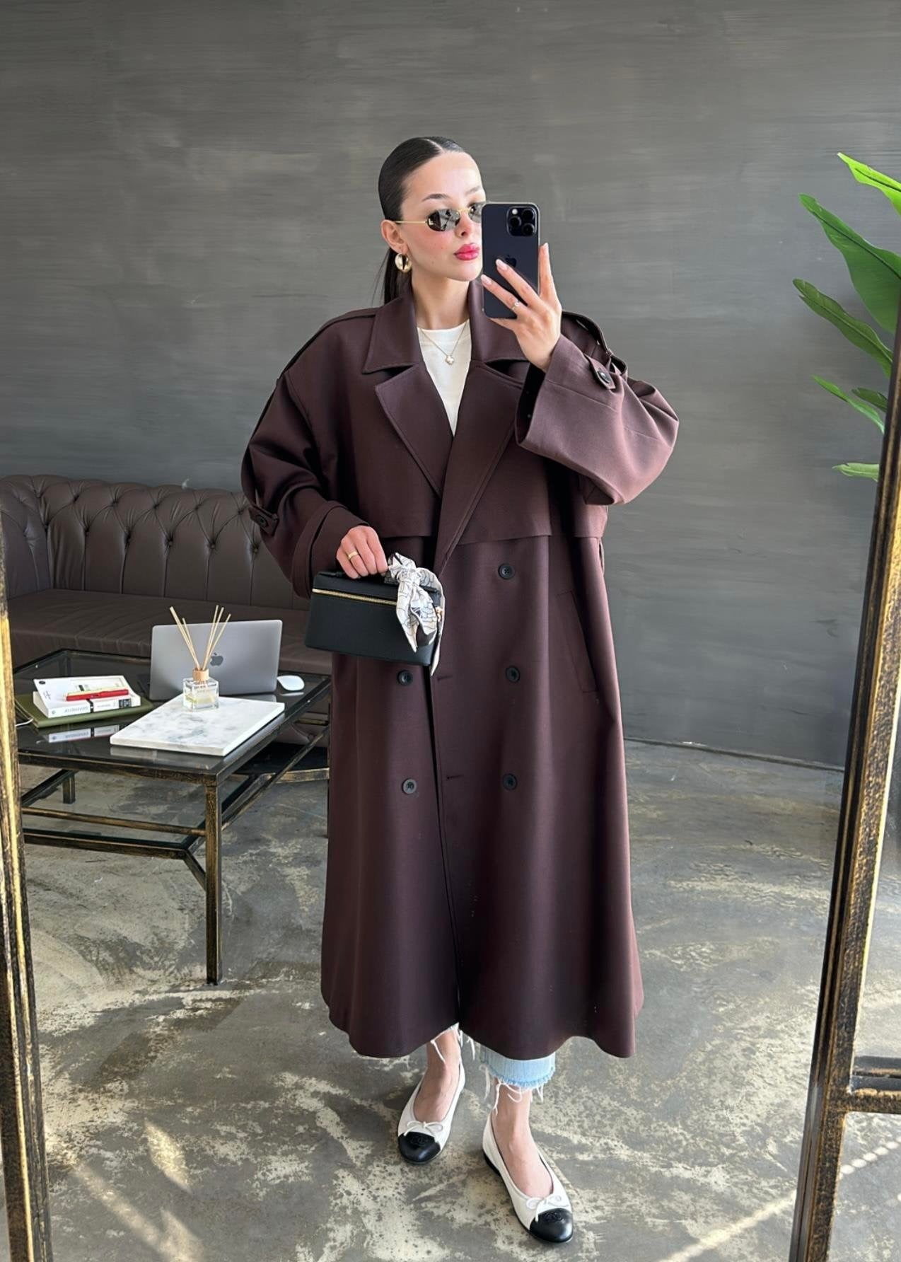 Gabardin Premium Trençkot ACI KAHVE