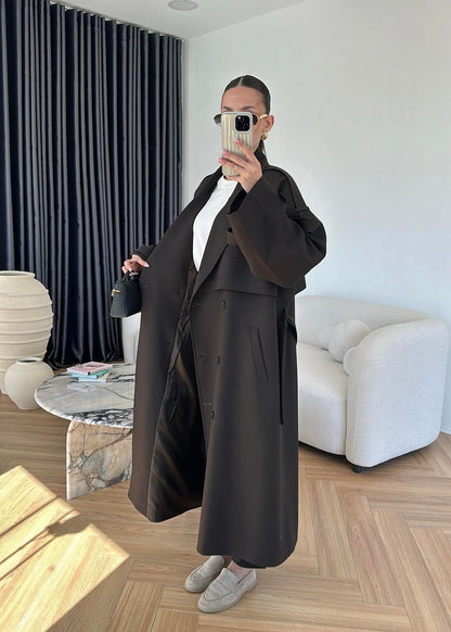 Omuzu Uzun Apoletli Trençkot ACI KAHVE