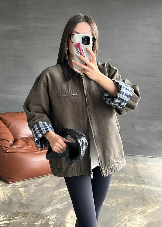 İçi Ekose Astarlı Ceket HAKİ