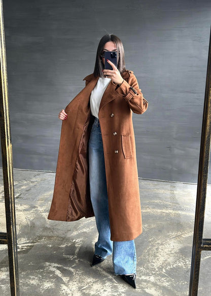 İSADORA Süet Premium Trençkot TABA