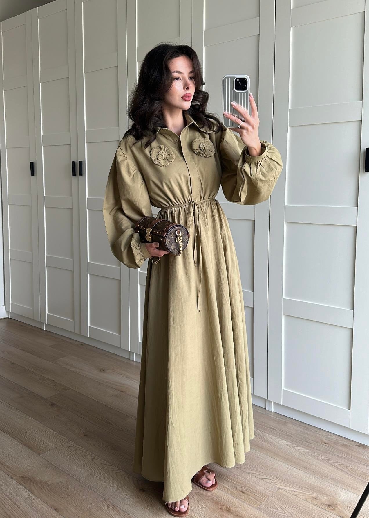 Güllü Kraş Elbise HAKİ