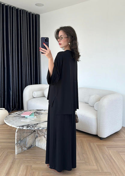 Modal Geniş Paçalı Takım Siyah