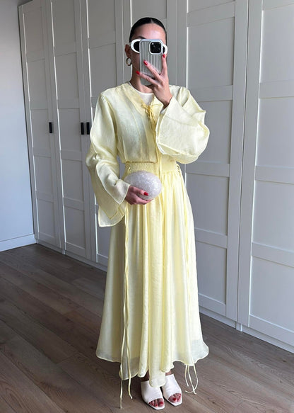 Yaka Detaylı Şifon Takım SARI