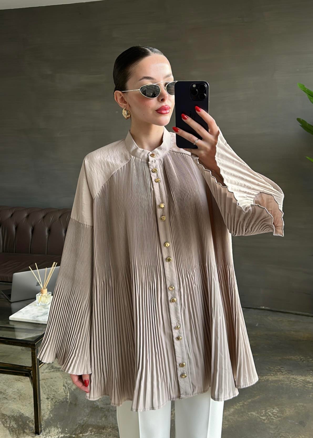 Dik Piliseli Bağlamalı Gömlek BORDO