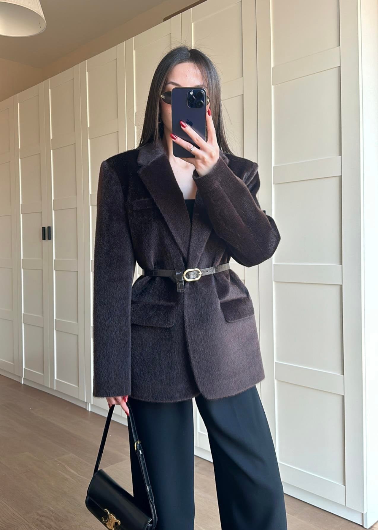 Alpaka Kemerli Ceket KOYU KAHVE