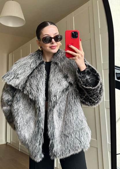 Volümlü Premium Kürk ANTRASİT