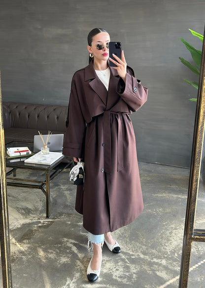 Gabardin Premium Trençkot ACI KAHVE