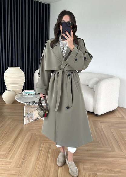 Omuzu Uzun Apoletli Trençkot HAKİ